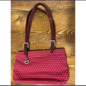 Brighton Red Cloth Leather Straps Purse